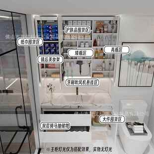 顶镜不锈钢四周镜面灯双面镜防潮不锈钢浴室镜柜48箱门浴通室柜组