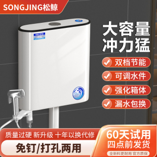 厕所冲水箱家用卫生间免打孔蹲便器节能抽水马桶大冲力整套 松鲸