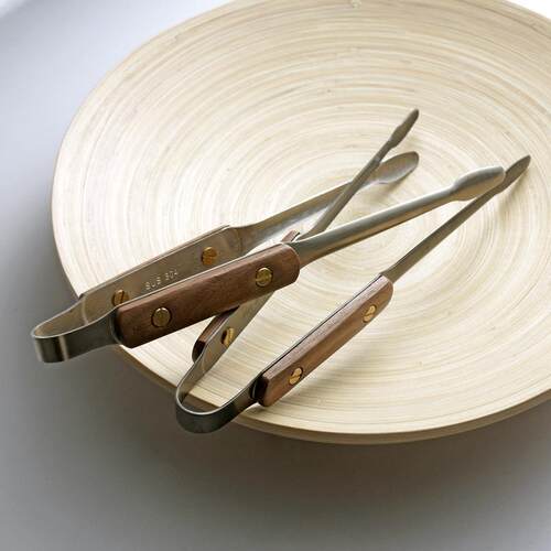 胡烤桃木烧烤夹子防滑式肉面304木柄包夹 304锈钢烤肉夹户外韩不