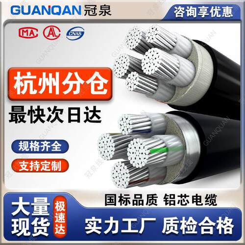 浙江仓发货 国标铝芯电缆4 5芯16 25 35 50 70平方铝芯户外电缆线
