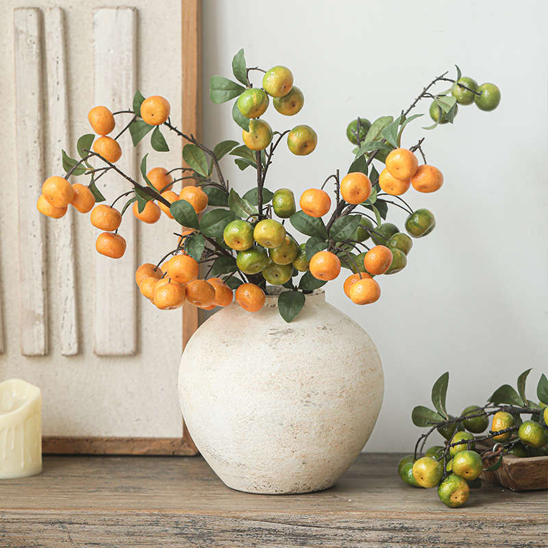 静寂圆肚陶瓷花瓶摆件侘寂风粗陶罐子客厅玄关博古架白色复古摆设