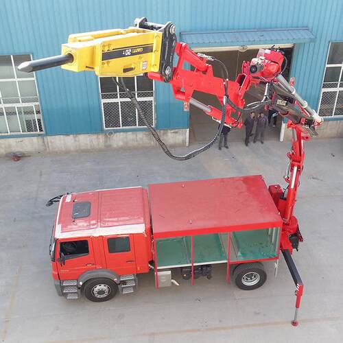 厂家直销6吨液压折叠式加副臂起重机加辅具破拆起重机