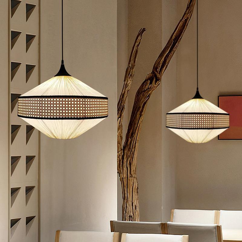 日式餐厅吊灯北欧复古西餐厅饭店吧台设计师创意个性艺术布艺灯具