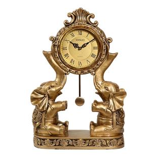 #摆钟桌面台式座钟钟表摆件进口家用客厅老式机械翻页时钟老