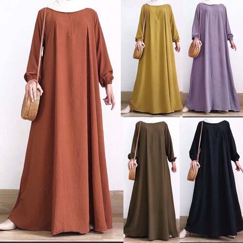 Solid Color Dress Casual Long Dress for Daily Wear Ladies