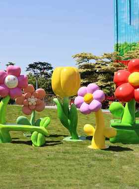 玻璃钢仿真玫瑰花雕塑户外商业街摆件网红打卡拍照有钱花商场美陈