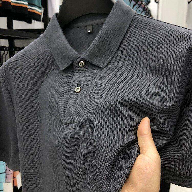 2024重磅纯棉polo衫男短袖t恤翻领夏季纯色商务休闲 T恤衫高级感