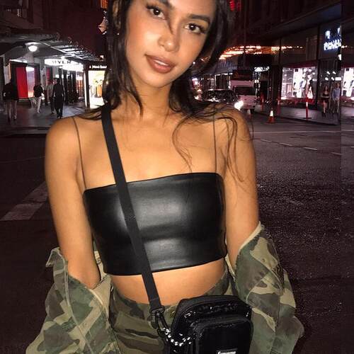 Bare back and belly sling leather material