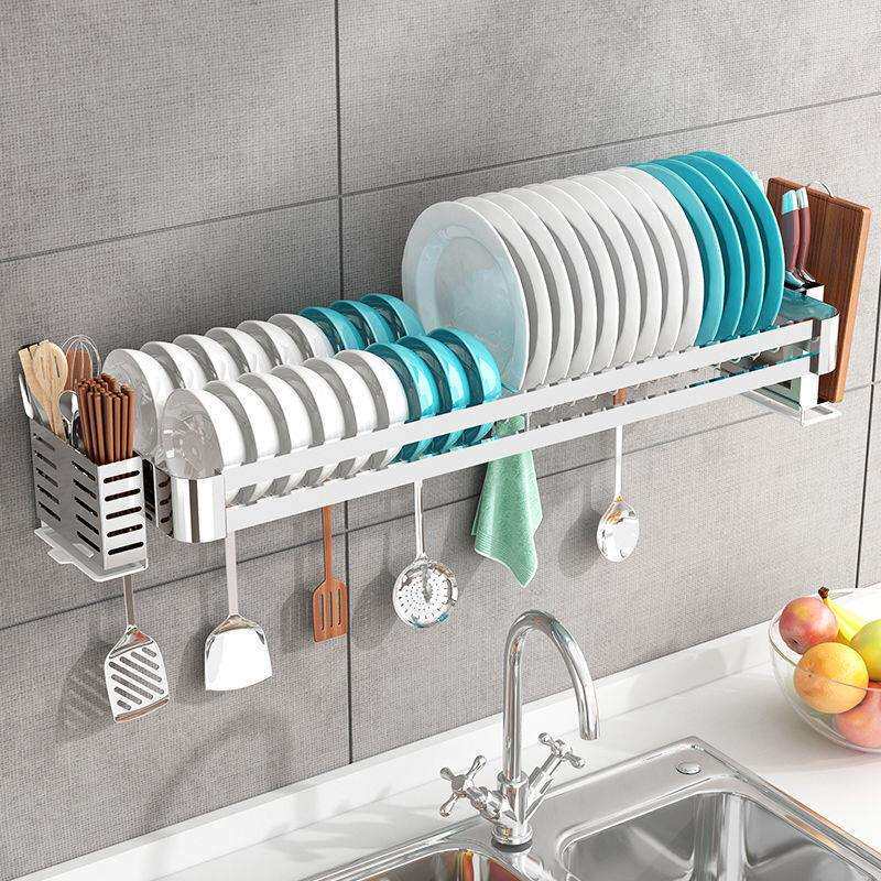 不锈钢免打孔墙上壁挂厨房碗碟沥水收纳置物架水槽上放盘架子其他