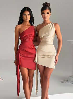 1Pc Backless Frill Trim Bodycon Dress, Strapless, Fashion