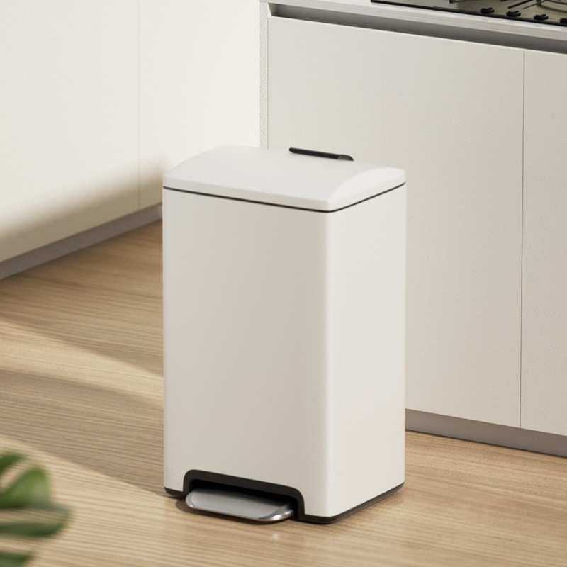 现货代发15L白色不锈钢脚踩垃圾桶家用厨房大容量简约静音缓降,家庭/个人清洁工具,垃圾桶,淘宝优惠券,粉丝福利购,淘宝优惠卷