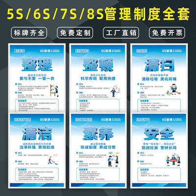 5s 6s 7s 8s管理标识牌工厂车间安全生产现场质量管理宣传画企业