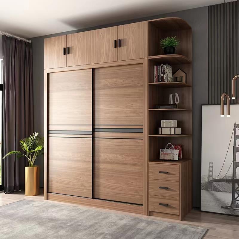 北欧推拉门衣柜小户型家用卧室现代简约移滑门柜子板式玻璃大衣橱