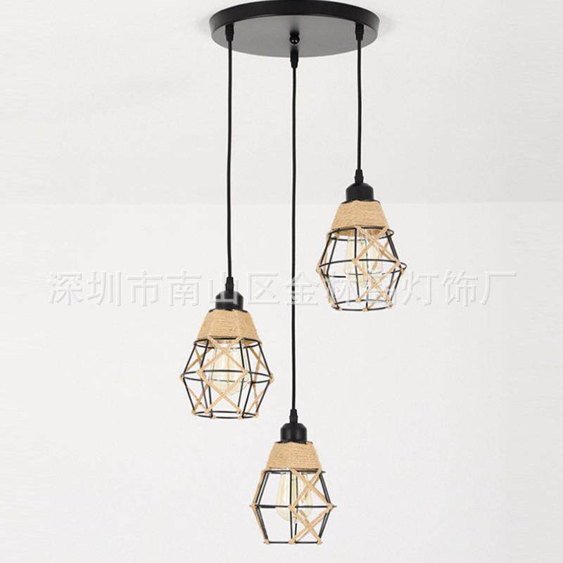loft创意美式麻绳灯吊灯 餐厅服装店美发店酒吧工业风复古铁艺灯
