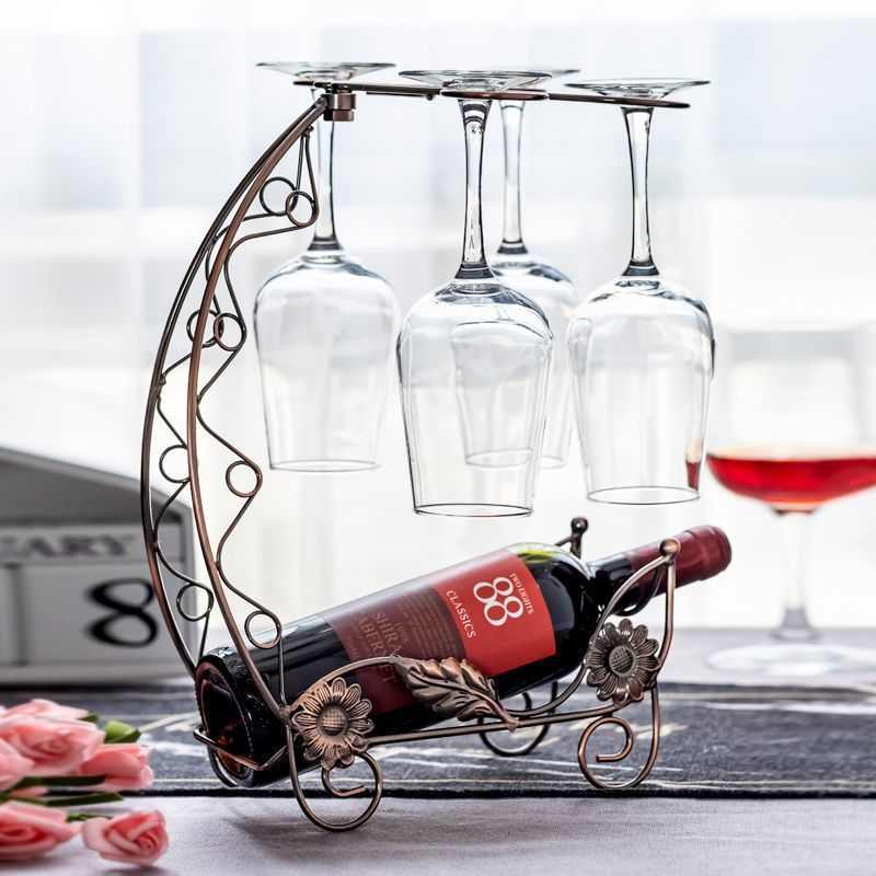 装饰值酒柜颜品红红酒倒挂奢酒瓶高档酒杯摆件高悬挂轻架