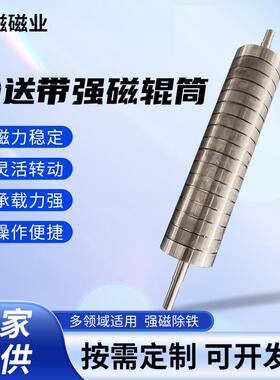输送带强磁辊筒强磁除铁15000高斯磁选机磁滚筒磁性吸铁分离设备