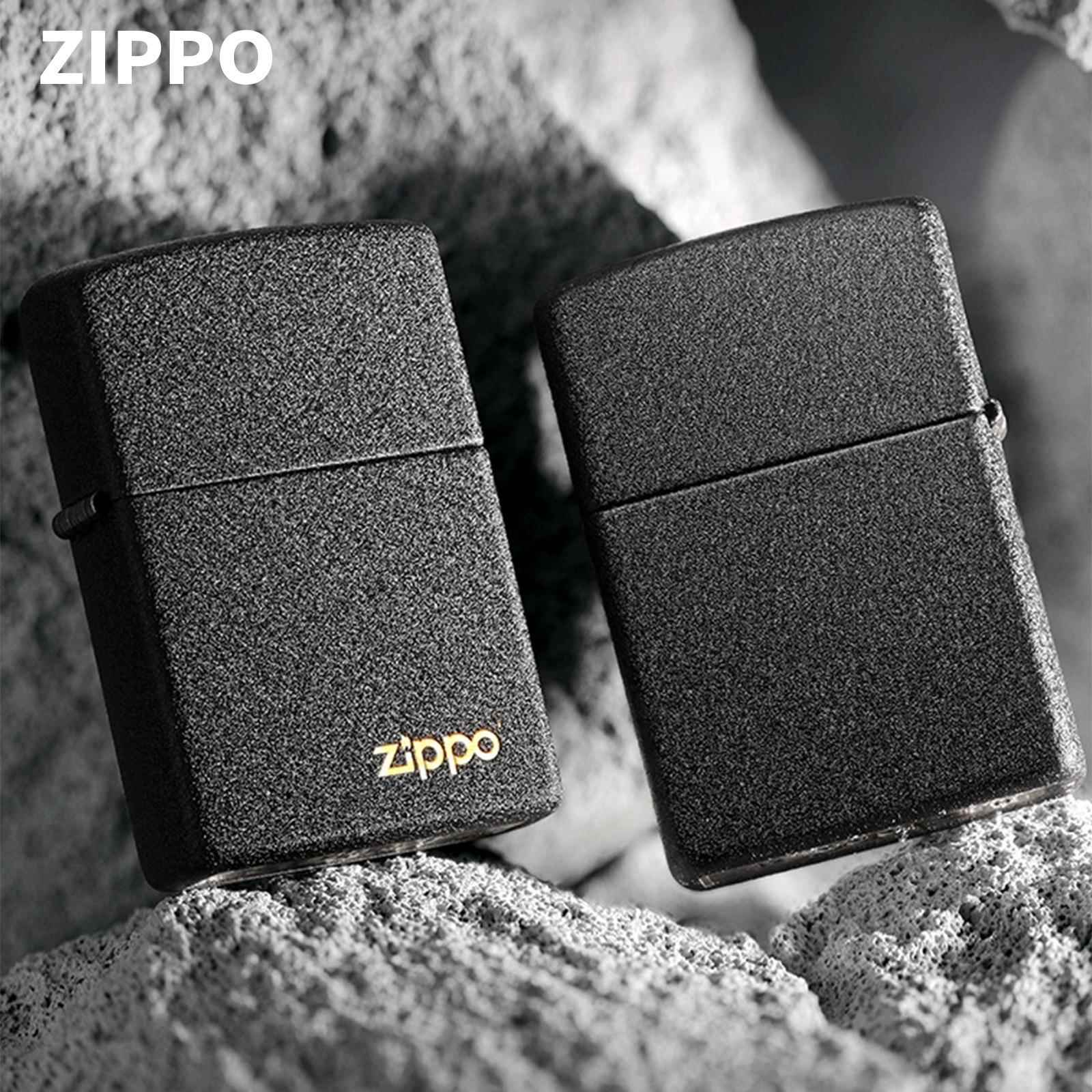 Zippo芝宝正品防风煤油砂轮打火机经典236磨砂黑裂漆个性礼物