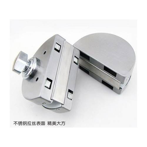 玻璃门推拉玻璃锁店双门免开孔锈钢铺锁中央锁单门商店不C型对开