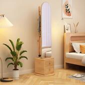 简约实木镜家用带抽屉可旋转衣无品牌 帽架卧室穿全落衣镜全身挂