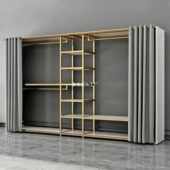 落地开放步入金属衣帽间挂衣架组合双层卧室置物架衣柜高档