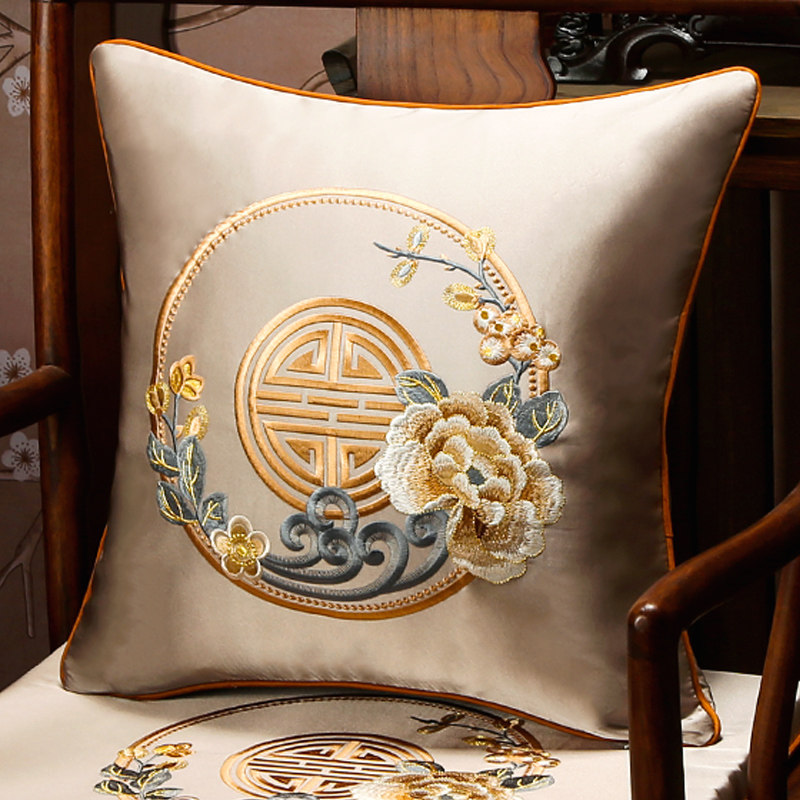 新中式红木沙发抱枕靠垫中国风靠枕实木椅子靠背垫圈椅餐椅腰枕套