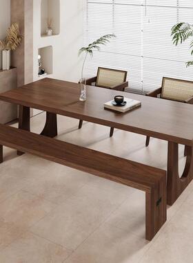 中古风白子蜡木长wyy25120方形饭桌全实木家餐体桌用原木餐书桌一