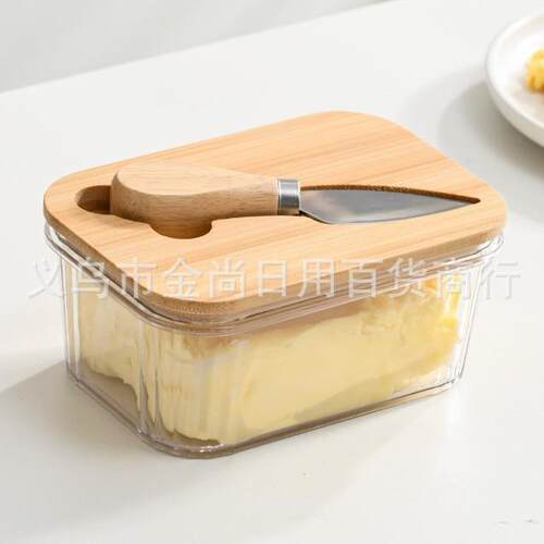 Western-style Butter Box, PET + Bamboo Wood with Lid and Spa