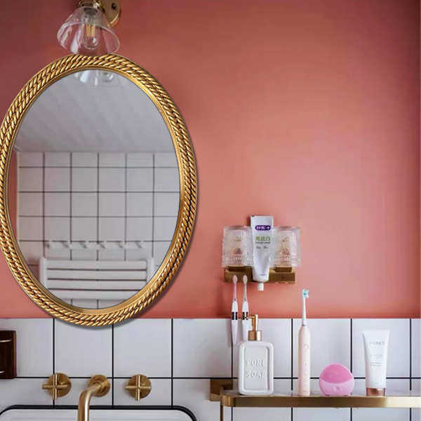 简美式轻奢装饰壁挂镜子卫生间浴室镜玄关餐厅圆形太阳玻璃拼镜