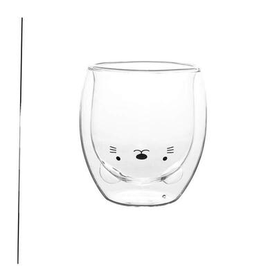 Cute Bear Double-layer Coffee Mug Double Glass Cup Carton 1