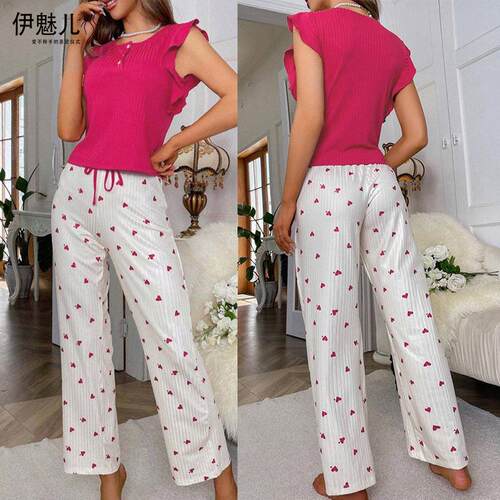 Lotus leaf edge pit strip women's home clothes with