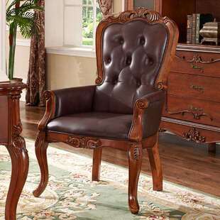 美式 真皮椅子复古休闲书椅靠背带扶手椅 实木书椅电脑椅欧式