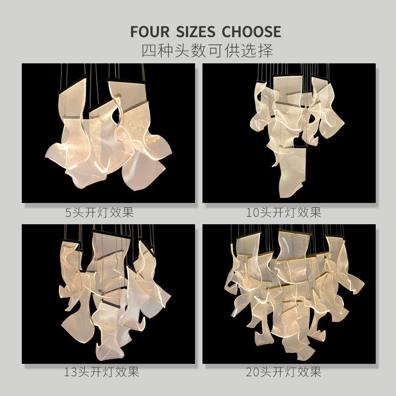 后现代设计师亚克力吊灯别墅楼梯间创意艺术餐厅咖啡厅个性工程灯