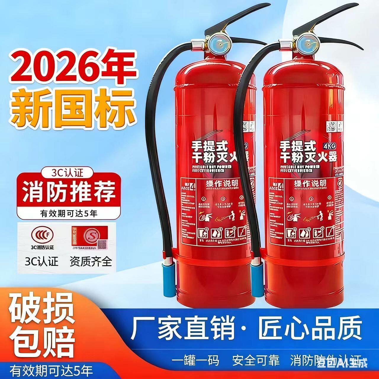 2026新款干粉灭火器4公斤手提式灭火器消防灭火器商用家用车全新