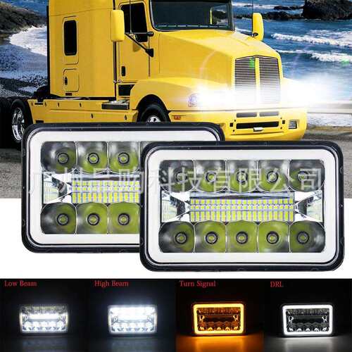 供应货车工程车led大视野4*6寸带日行三排反光杯灯改装前大灯