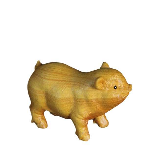 黄杨木雕福气猪手把件 可爱生肖猪把玩件小动物桌面摆件治愈系品