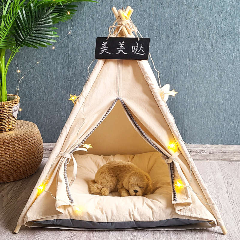 nk0网红ins宠物帐篷泰迪狗窝柯基狗床猫窝四季中小型犬半封闭可拆