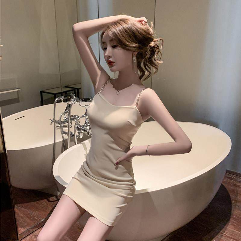 直播衣服网红女主播服装气质性感紧身包臀链条吊带内搭打底裙子