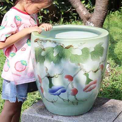 正品景德镇瓷鱼缸花鱼花盆睡莲莲鱼陶金鱼家缸用超高中式花盆树花