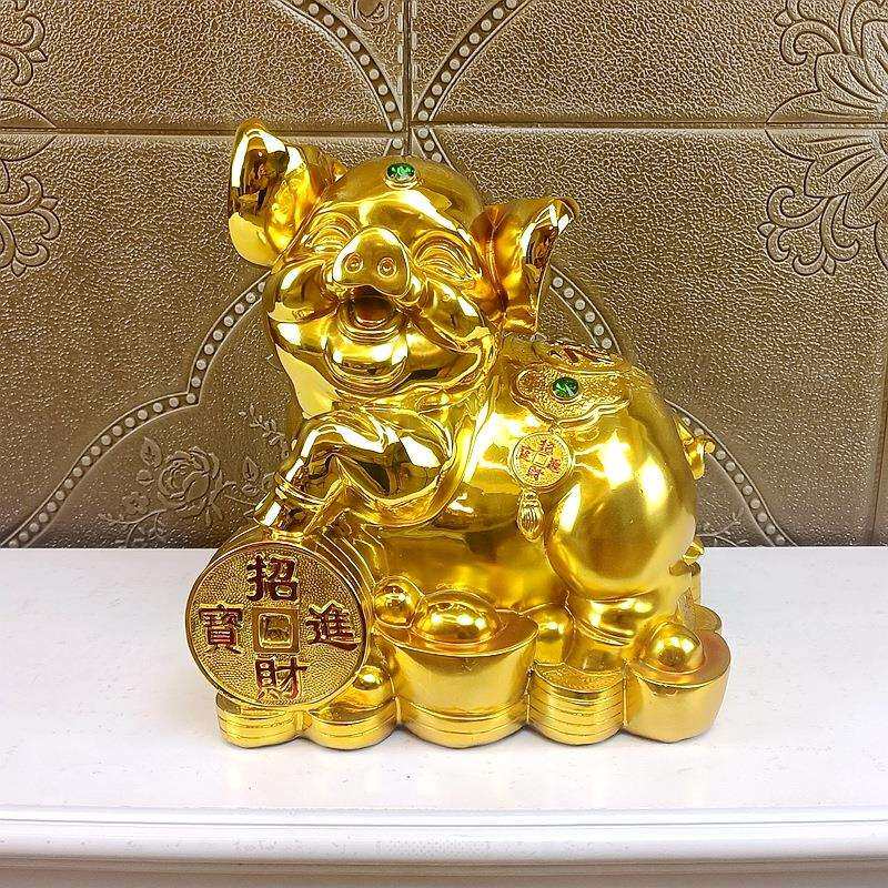 金猪摆件招财十二生肖猪工艺品酒柜隔断家居装饰吉祥物客厅电视柜