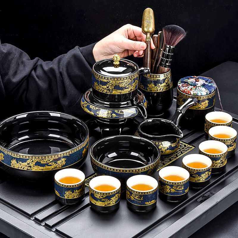 家用复古自动功夫茶具套装家用陶瓷创意旋转出水懒人泡茶组办公室