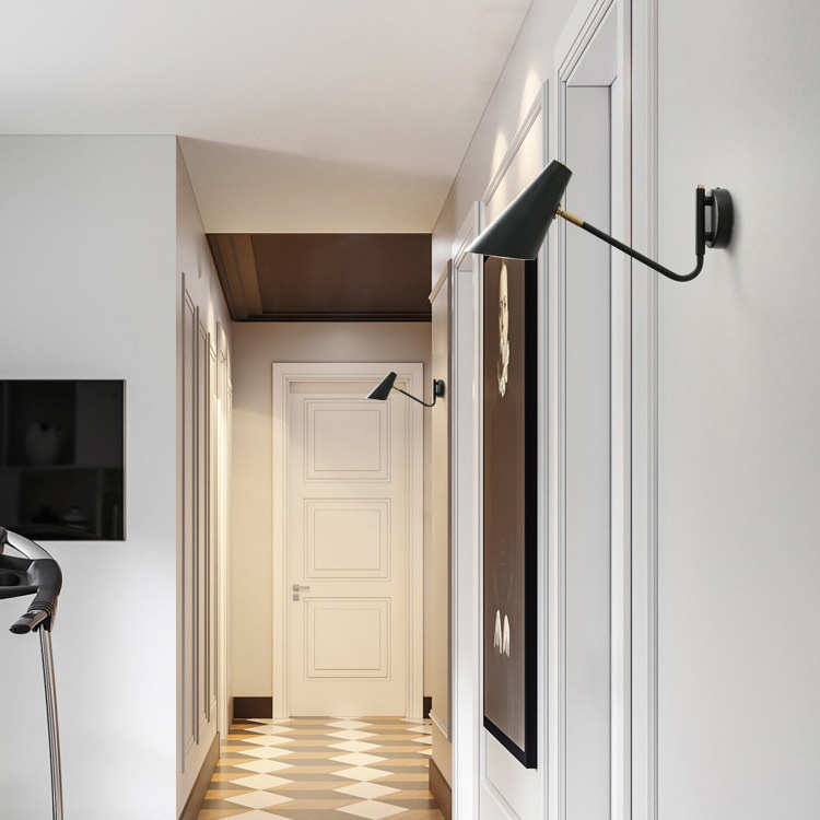 北欧卧室床头壁灯明装简约现代可调节左右摇摆客厅自带开关阅读灯