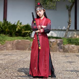 花木兰儿童服装将军演出服夏季薄款侠女古风汉服剑客穆桂英飞鱼服