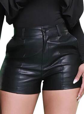 Women's Punk Style PU Leather Mini Shorts  Bottom  High