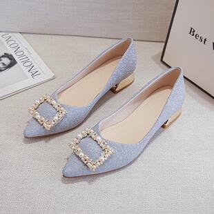 平底婚鞋新娘伴娘鞋不累脚孕妇日常可穿41-4法式单鞋女2024新款