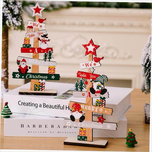 Christmas English letters wooden plate snowman decoration