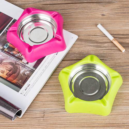 Creative and fashionable plastic and stainless steel ashtray