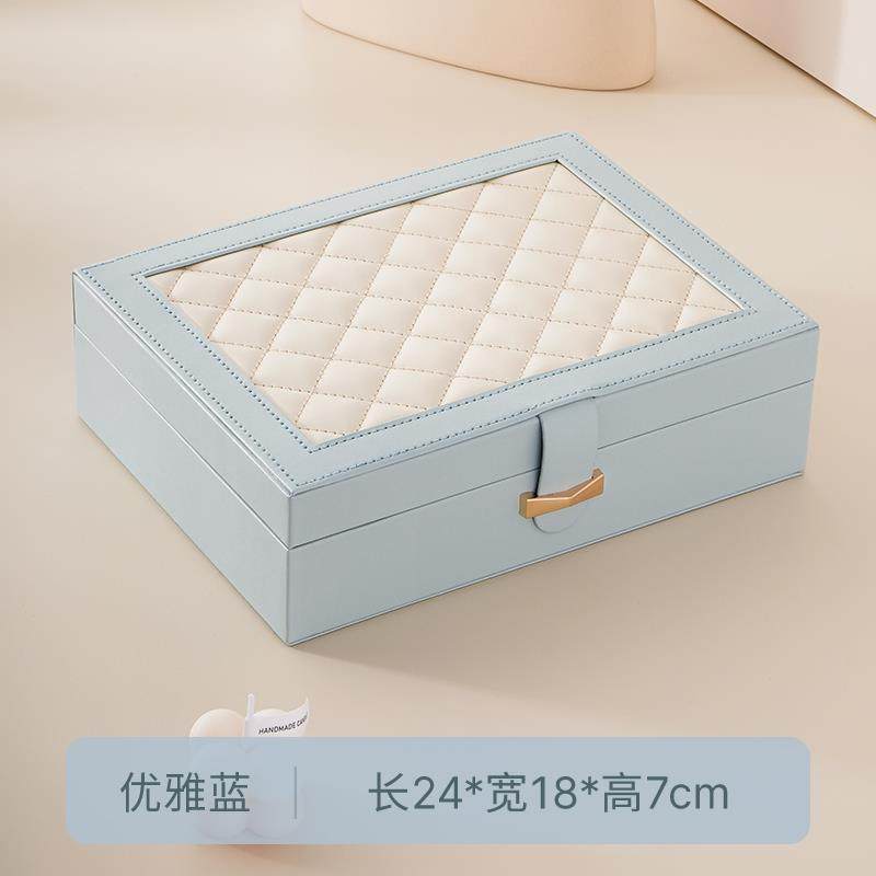 高档卡瑟盒首饰皮盒收纳高档精致高级项格链戒指耳钉黄金质饰品防