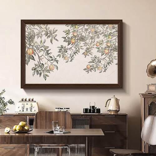 《平安果》法式覆古客厅沙发背景墙装饰画 画中古风卧室饭厅横版挂画 画盖布配件