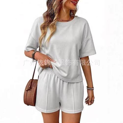 Women's High-End Solid Color Slimming Short Sleeve Shorts