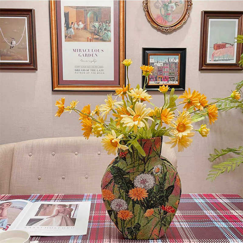 花园系列提花工艺花瓶涤棉布艺装饰花瓶纹理精致半手工制作装饰品,家居饰品,花瓶,淘宝优惠券,粉丝福利购,淘宝优惠卷